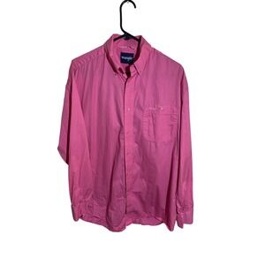 Wrangler Mens Pink Long Sleeve Button Down Shirt Breast Cancer Awareness Large